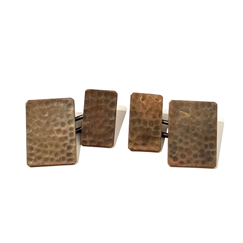Vintage Handmade Hammered Aged Copper Cufflinks